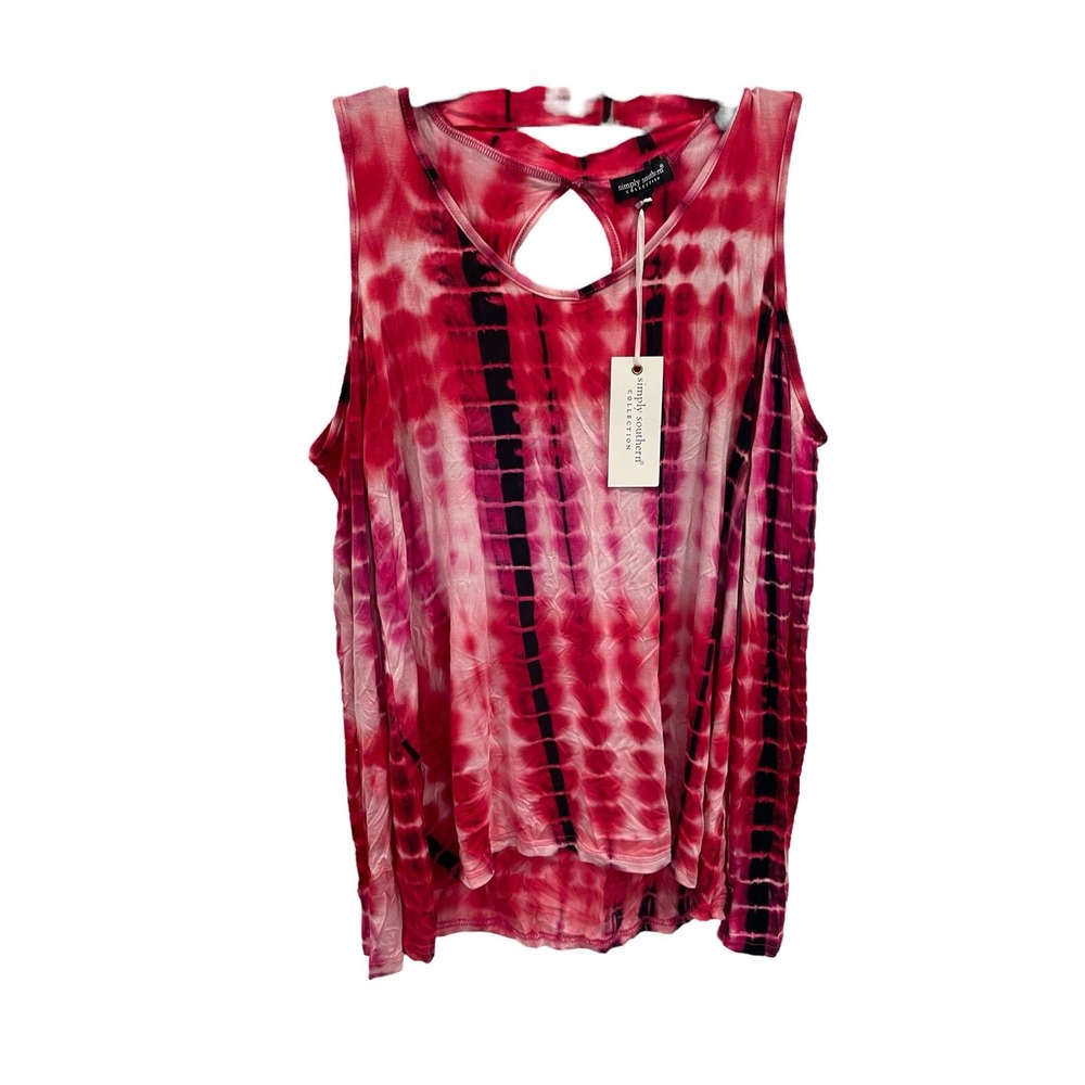 NWT Simply‎ Southern Tie Dye Cold Shoulder Soft Long Slv Top Shirt M SI52